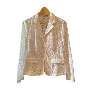 ★ Samuel Dong | Cotton Floral Eyelet Blazer, US M ★